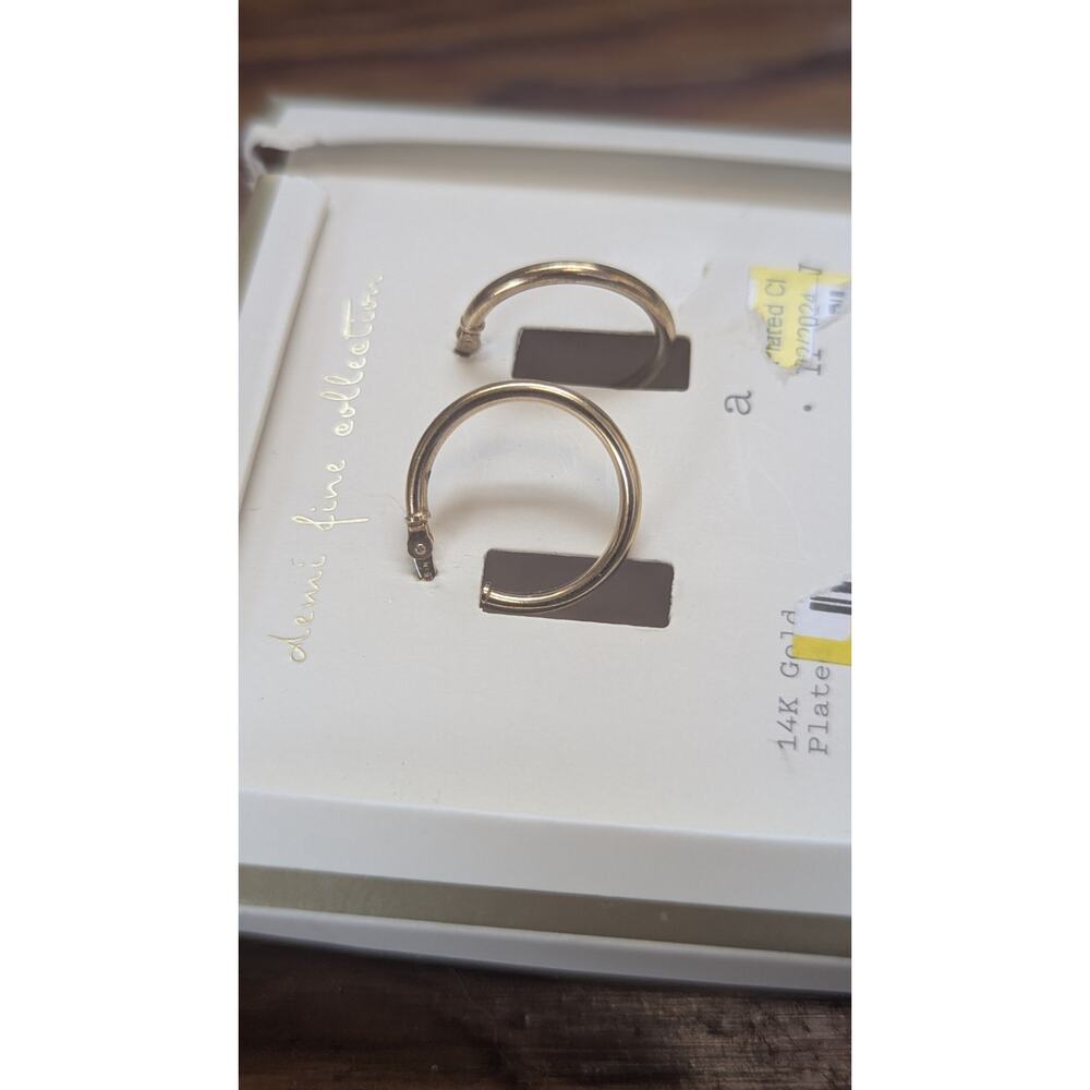 Target Demi Fine Collection 14K Gold Plate Rectangle Hoop Earrings NIB